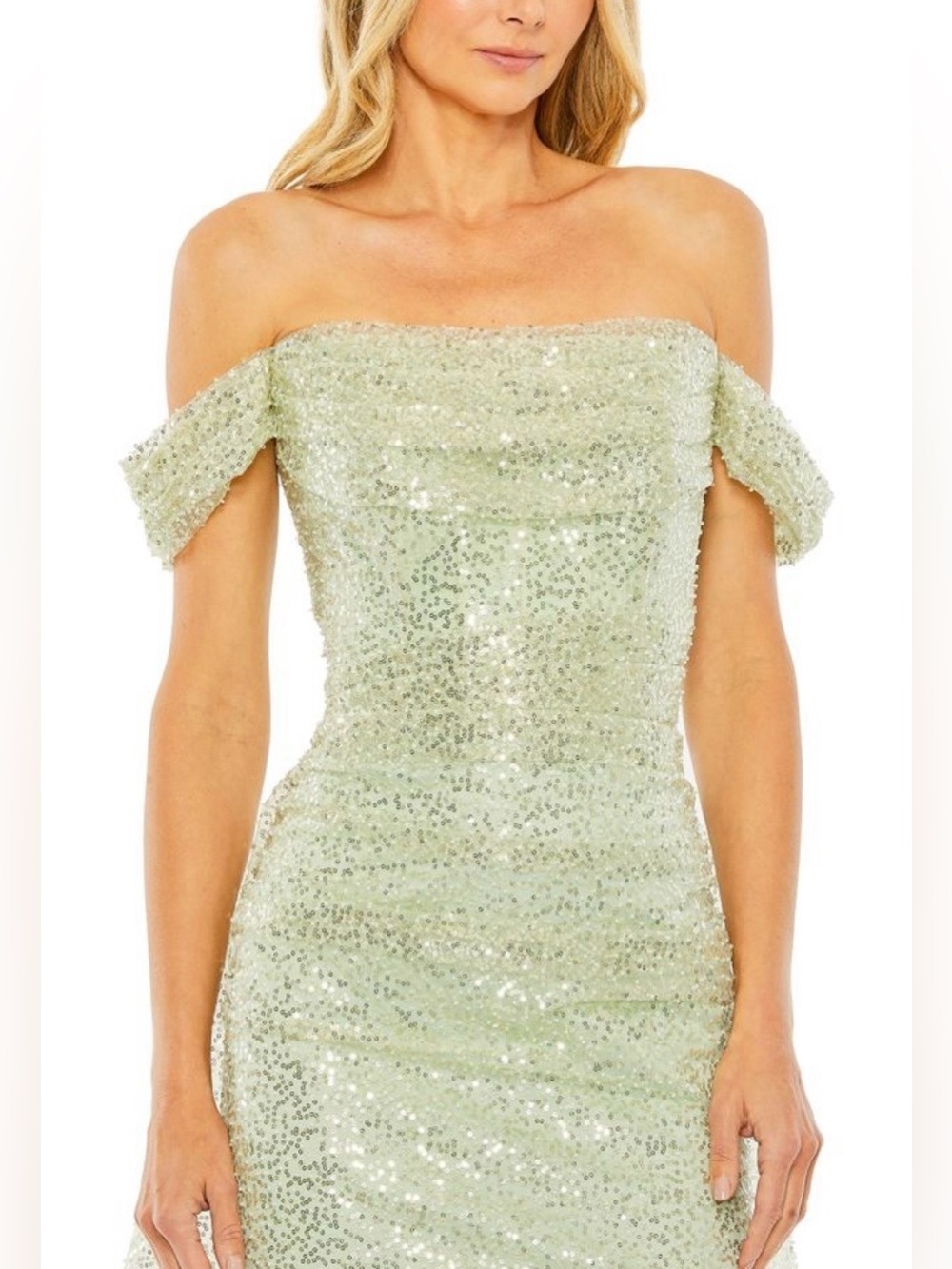 Mac Duggal 20515 NWT Women's Off the Shoulder Sequin Gown - Picture 4 of 9